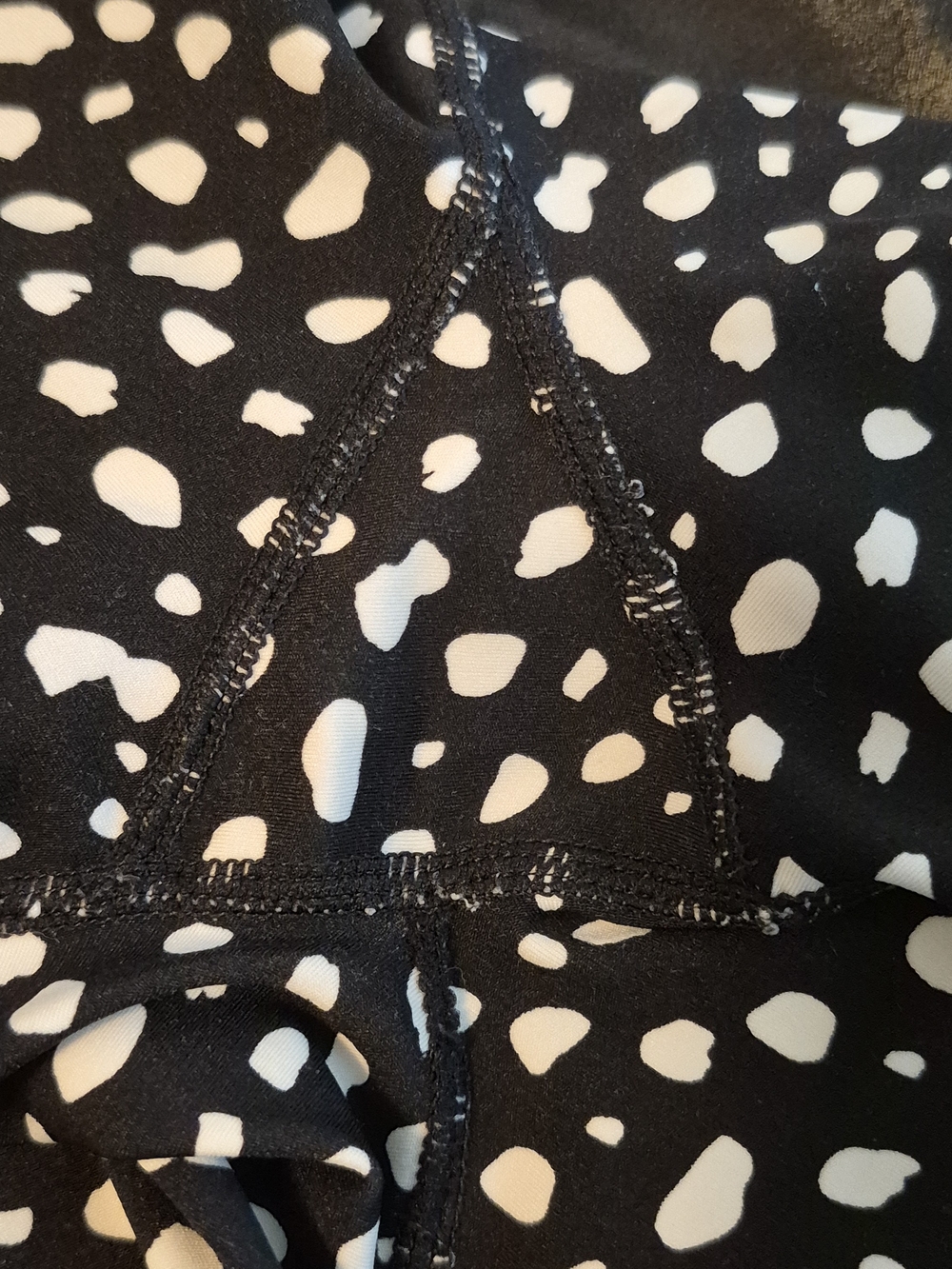 Black & White Spot Print Leggings with Pink and Cream Stripes - Picture 6 of 7